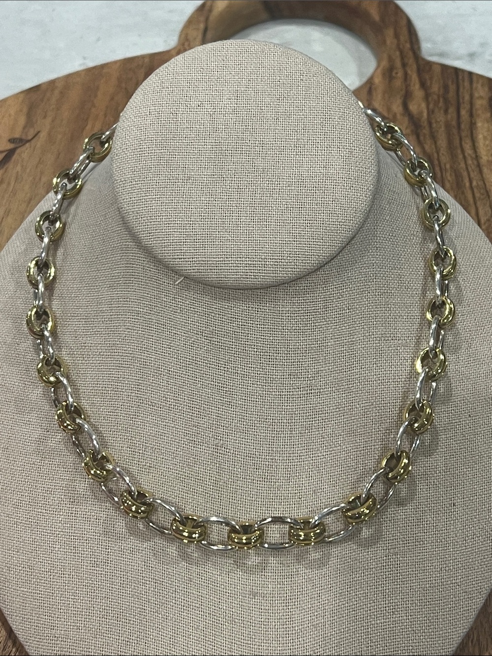 Brooks Brothers 346 Two-Tone Gold and Silver Link Necklace